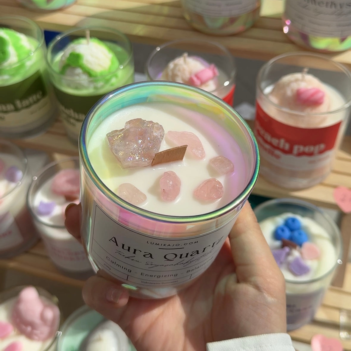 Aura Quartz Soywax Candle - Jasmine & Patchouli Scent