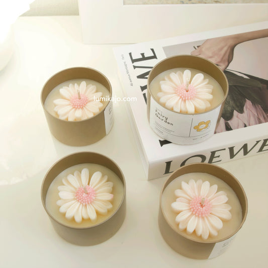 Daisy Candle - White Pastel Pink