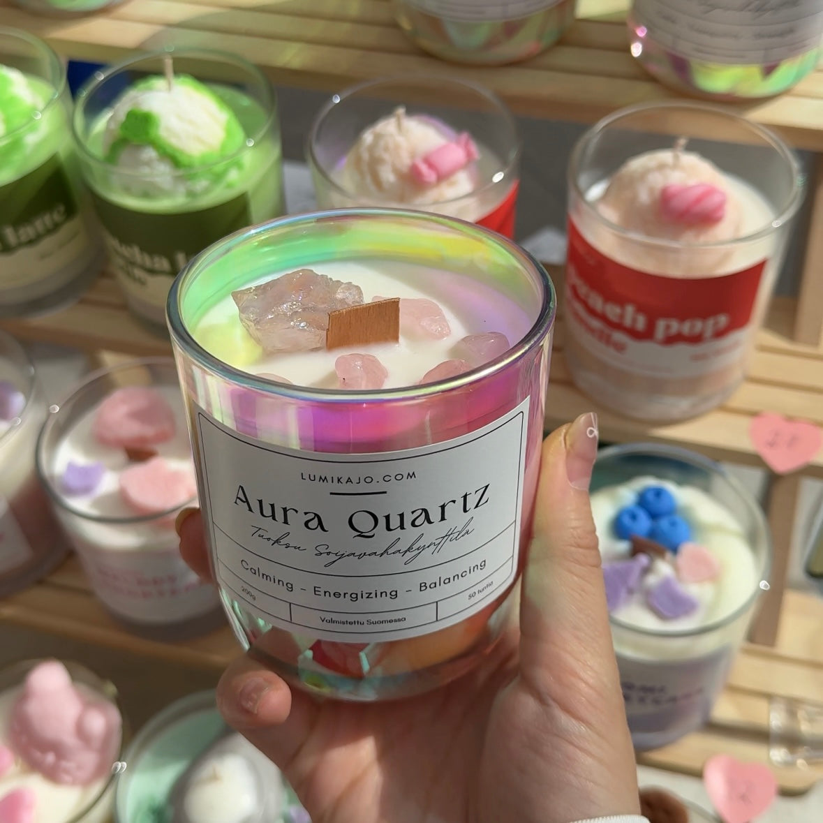 Aura Quartz Soywax Candle - Jasmine & Patchouli Scent
