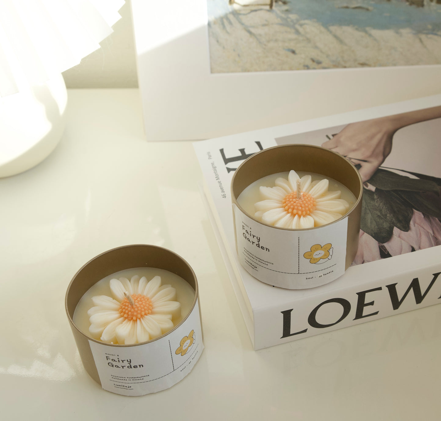 Daisy Candle- White Orange