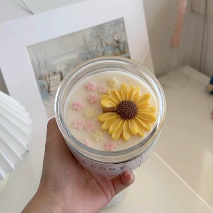 Daisy Summer Flower Garden Candle Jar