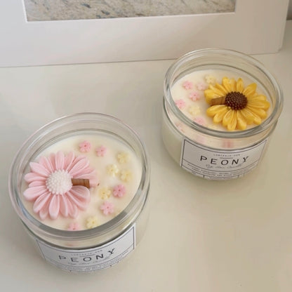 Daisy Summer Flower Garden Candle Jar